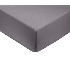 AmazonBasics - Sábana bajera ajustable (algodón satén 400 hilos, antiarrugas) Gris oscuro - 140 x 200 x 30 cm