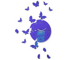 FLEXISTYLE - Reloj de Pared Grande, diseÃ±o de Mariposa, Redondo, 30 cm, 15 Mariposas, salÃ³n, Dormitorio, habitaciÃ³n de los niÃ±os, Producto, Navi-Blau, 30 cm
