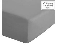 Catherine Lansfield - Sábana Bajera Ajustable de percal no Necesita Planchado, poliéster, algodón, Gris, King