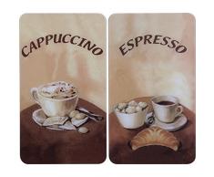 WENKO 2521280100 Cubre vitro de cocina Universal Café - juego de 2 piezas para todos los tipos de cocinas, Vidrio endurecido, Multicolor