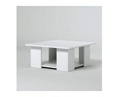 Temahome Mesa de centro cuadrada, blanca, 67 x 67 x 30.5 cm