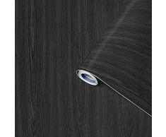 Venilia Lámina adhesiva Perfect Fix® | Madera Madera preta | 45cm x 2m, Espesor 150μ | Vinilo autoadhesivo para muebles o cocina, decorativas papel pintado pared | PVC sin ftalatos | Fabricado en UE