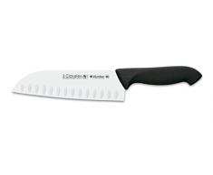 3 Claveles Cuchillo santoku alveolado Proflex, Acero Inoxidable, Negro, 18 cm - 7