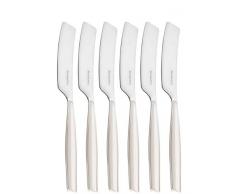 Bugatti GLAU-021F32/6 Glamour - Juego de 6 Cuchillos de Untar (Acero y plÃ¡stico, 16 x 20 x 3 cm), Color Marfil