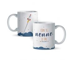 Mopec G500.3.5 Taza Cerámica con Te Nonno Le Ore Volano, Blanco