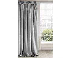 Eurofirany Opaca Velvet Gris Acero Terciopelo Cortina 1 Unidad. Suave Cinta Fruncida Elegante, Glamour Dormitorio, salón, 140 x 270 cm