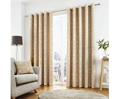 Curtina - Sagano - Cortinas Forradas, Ojales, 100% poliéster, Natural, 46 Width x 72 Drop (117 x 183cm)