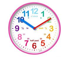 Acctim Wickford 22520 Kids Reloj de Pared para niÃ±os, para enseÃ±ar la Hora, con Esfera de Cuarzo y los Colores del arcoÃ­ris, Rosa Fucsia, 20 cm