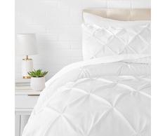 AmazonBasics - Juego de cama con colcha fruncida en pellizco, 200 x 200 cm, Blanco