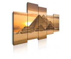 Dekoarte 125 - Cuadro moderno en lienzo de 5 piezas, paisaje pirámides Egipto, 150x100cm