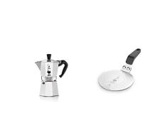 Bialetti Moka Express Cafetera Italiana Espresso, 6 Tazas, Aluminio + DCDESIGN08 Difusores de calor, adaptador para el utilizo de cafeteras y baterÃ­as de cocina sobre placas de inducciÃ³n, Metal