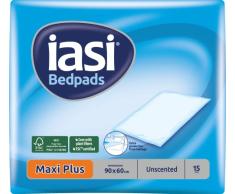 IASI Protectores de Cama, 60 x 15 cm, absorciÃ³n Maxi Plus, con tecnologÃ­a de Control de olores, sin Perfume, 15 Unidades