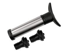 Fackelmann Bomba VacÃo 2 Tapones, Hermético, Conserva el Vino con Aroma y Sabor, Acero Inoxidable, Elastómero ABS, 15.5 x 8.5 cm, Color Negro e Inox, 22 x 7 x 3 cm, 1 Unidad