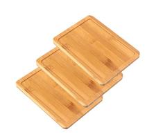 N/AA Juego de 3 bandejas pequeñas de bambú, Posavasos Rectangular, Plato de bambú, Maceta Rectangular con diseño Decorativo Sencillo y Elegante.