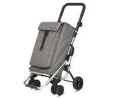 Playmarket Go Up Carro de la Compra Plegable con Bolsa Exterior Desmontable y Bolsillo Lateral de Rejilla, Color Gris