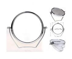 HIMRY Espejo Compacto 5X Aumento, 6 Pulgadas Espejo de BaÃ±o para Afeitar y Maquillar, Espejo de Mesa, RotaciÃ³n 360 Grados, con Doble Cara: 1:1 y 1:5 AmpliaciÃ³n, Espejo para Viajar, KXD3102-5x
