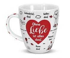 Sheepworld 46506 Tasse Ohne Liebe ist Alles Doof, Herz, Porzellan, 45 cl, Rot, Geschenk Valentinstag taza, Porcelana