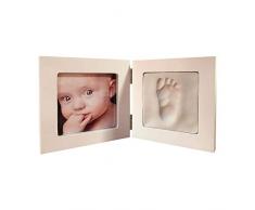 Artemio Kit Moldeo de huella de bebé y marco de fotos, madera, blanco, 12.5 x 12.5 x 1.2 cm