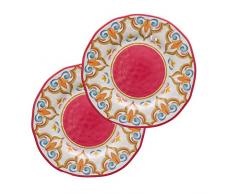 Rose & Tulipani - Borgo - Juego de 2 platos planos 100% melamina 27 cm en caja de regalo
