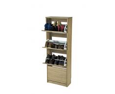 TopKit 53ABRB Mueble Zapatero Rin 53AB, Roble, Tablero aglomerado de Alta Densidad y melamina con Gran Resistencia al Rayado, 25 x 54 x 161 cm