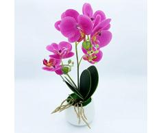 Planta de orquidea con tacto natural de 42 cm en color lila con maceta de ceramica