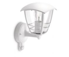 Philips myGarden Creek - Aplique de exterior con sensor de movimiento, empotrado, casquillo gordo E27, bombilla no incluida, 28.5 cm, color blanco