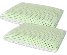 Marcapiuma – Par de Almohadas de Memory Bio, Doble Aloe, Modelo jabón Perforado de 14 cm de Alto – Almohada Memory Aloe Vera ortopédica Funda Protectora 100% algodón Dispositivo médico Made in Italy