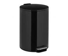 Relaxdays Cubo de basura con pedal (12 L, cierre automÃ¡tico, interior extraÃ­ble, metal), color negro