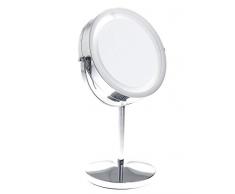 TUKA LED Espejos Maquillaje, 5X aumentos, afeitarse Espejos para baño de Mesa, Doble Cara Espejos Escritorio Espejo de Luz con EnergÃa de la BaterÃa, TKD3145-5x