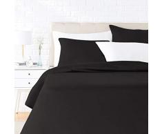 AmazonBasics - Juego de ropa de cama con funda de edredón, de satén, 200 x 200 cm / 80 x 80 cm x 2, Negro
