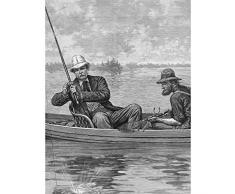Homer Fisherman Enjoying Vacation Drawing Large Wall Art Poster Print Thick Paper 18X24 Inch Casa PESCADO Dibujo pared Impresiï¿½n del cartel