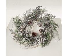 Express Flor Corona de Pino/Abeto Artificial con piñas nevado de 60 cm (1 ud.) (8435461501315)