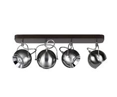 Homemania HOMBR_0345 Aplique de Pared Foco Kyle, Madera Oscura, Metal, Gris, 21 x 11 x 58
