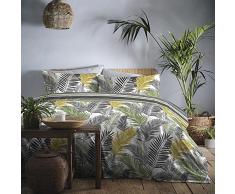 Fusion - Juego de Funda nórdica de fácil Cuidado con Estampado Tropical en Tonos Ocre, tamaño para Cama Individual, TROOC11PTU