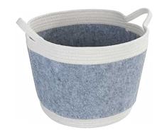 Wenko Cesta de fieltro Bea M, con dos asas blancas, capacidad de 30 L, fabricada con fieltro de poliéster reciclado de color gris claro y con mimbre blanco, 80 % poliéster / 20 % algodón, à 35 x 26 cm