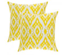 TreeWool - Pack de 2 - Ikat Ogee Diamante Decorativo fundas de cojín, 100% algodón (50 x 50 cm / 20 x 20 pulgadas; Amarillo)