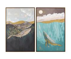 Set2 Cuadros Ballenas con Marco 80% Pintado a Mano 60X4X90 Cm