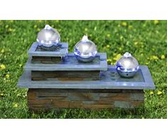 Sukima Decor Fuente Exterior con led Escala, Resina, Piedra, 64 cm