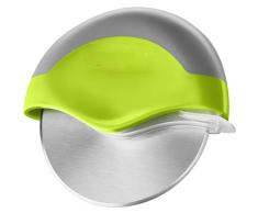 Cortador de pizza de acero inoxidable, mango de goma ergonómico, fácil de usar y limpiar, cortadora de pizza súper afilada con protección de hoja protectora, verde