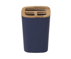 TENDANCE Portacepillos de dientes Rubber hecho en abs y bambu azul, 7,5x7,5x10,5 cm