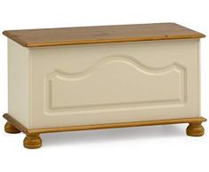 Non Branded 10238046 - Baúl de almacenaje de Madera DM con Patas Redondeadas, 82 x 41 x 45 cm Aprox, Color Crema