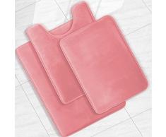 Clara Clark - Alfombra de baÃ±o Antideslizante con Espuma viscoelÃ¡stica, Color Negro, Rosa Coral, 3 Unidades