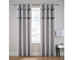 Catherine Lansfield racimo de Lentejuelas Cortinas con Ojales, Mezcla de algodÃ³n, Plateado, 66x72 Inch