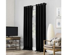 Sun Zero Nordic - Juego de 2 Paneles de Cortinas 100% Opacas con Ojales, Grado Teatro, 52 x 63 Pulgadas, Color Negro