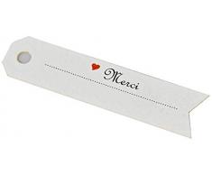 Mopec X641.6 Tarjeta flecha Merci corazÃ³n, 6.5 x 1.5 cm, Pack de 51, Cartulina, Multicolor