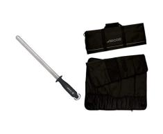 Arcos Chairas Afilador manual de cuchillos Cuerpo de Acero al Carbono recubierto + 690500 Bolsa con 12 compartimentos para cuchillos