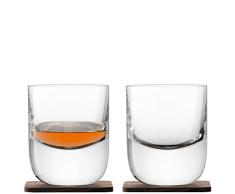 LSA Whisky Renfrew WH12 - Vaso, 270 ml, 2 unidades, transparente, con posavasos de nogal