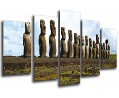 Poster FotogrÃ¡fico paisajes Naturales Estatuas Cabezas, Isla Pascuas, Playa TamaÃ±o total: 165 x 62 cm XXL