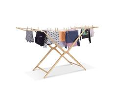 Relaxdays Tendedero Plegable para Ropa, BambÃº, Gris, 60x184x101 cm