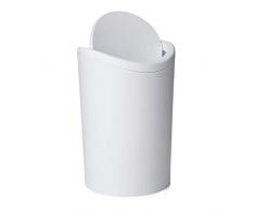 Tatay Papelera Baño con Tapa Basculante, 6L de Capacidad, de Polipropileno, Libre de BPA, Color Blanco, Medidas 19 x 19 x 28 cm